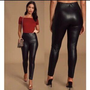 LuLu's Black Vegan Leather High-Waisted Fall Leggings Medium NWT